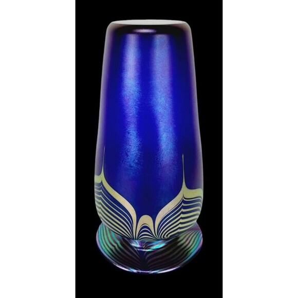 VTG Steven Correia Pulled Feather Iridescent Vase Artist Proof Signed Dated 10" - Picture 12 of 16